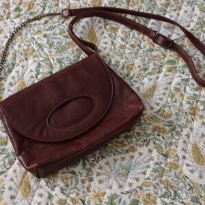 Small burgundy leather crossbody bag